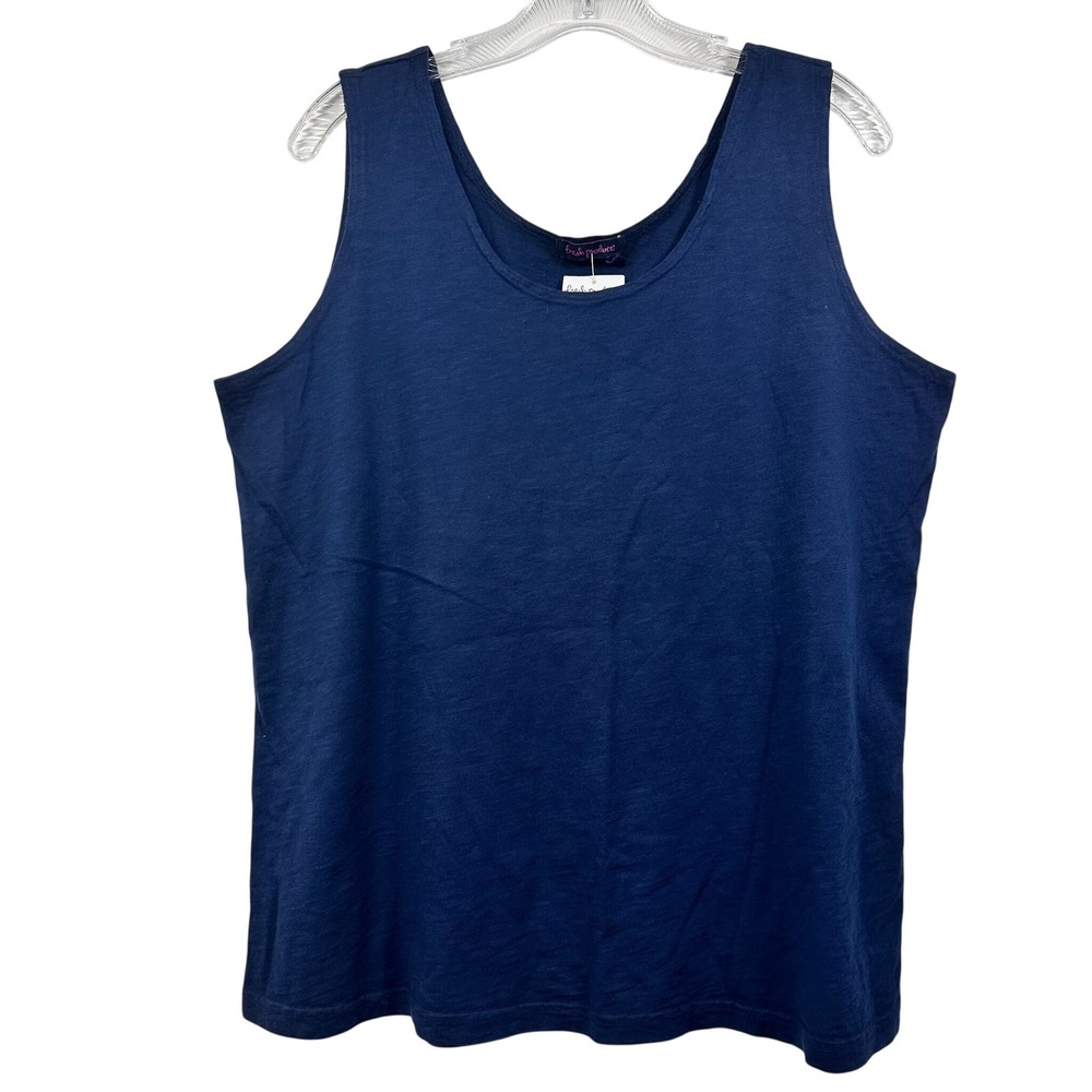 Fresh Produce Womens Boca Tank Top XL South Beach Blue Navy Cotton Made in USA